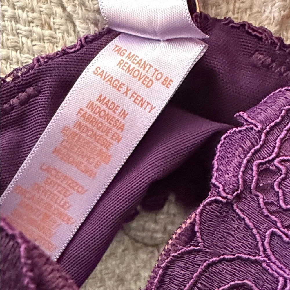 Savage X Fenty Rich Purple Lace Bra - Picture 3 of 6